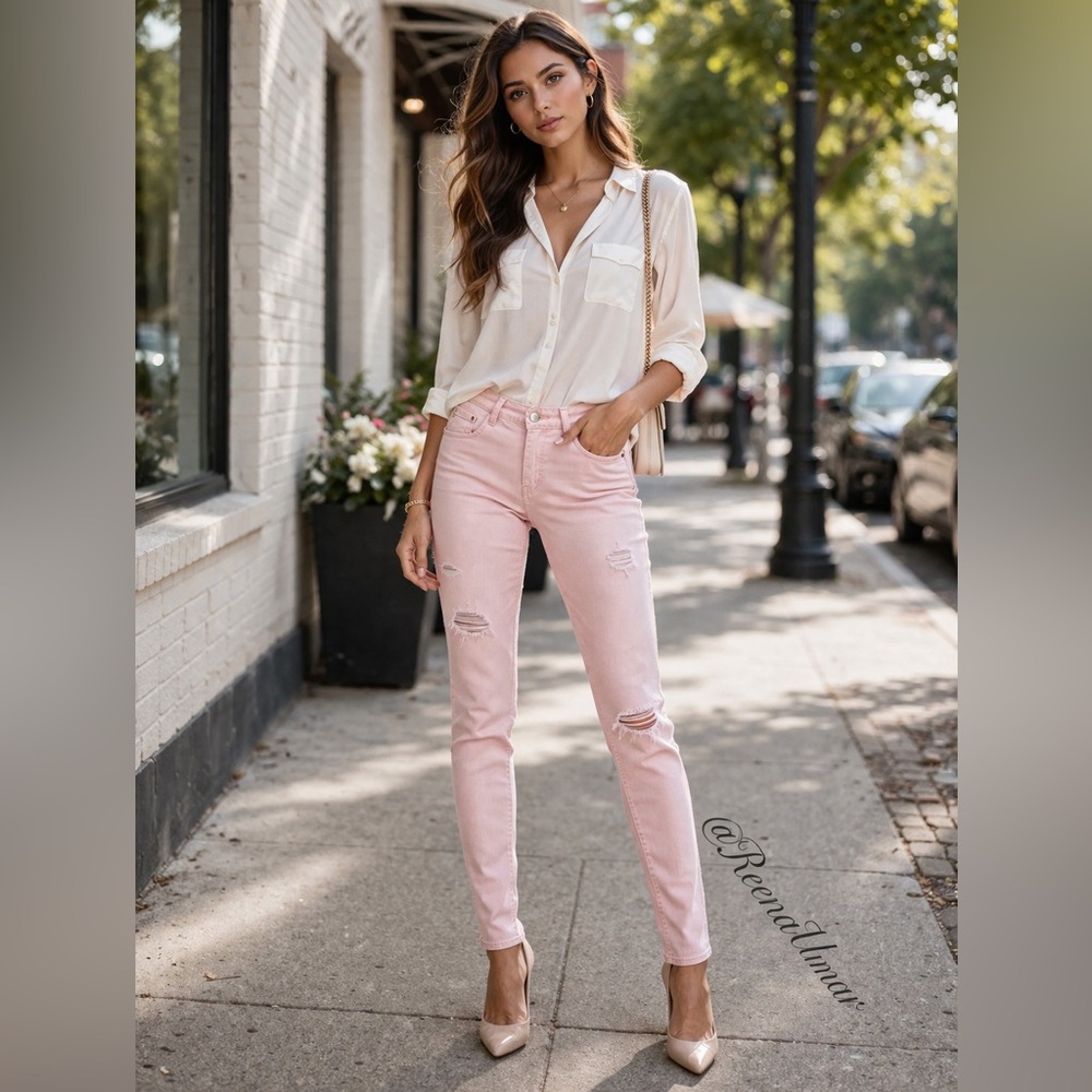 rag & bone Pale Pink Distressed Skinny Jeans – Size 25